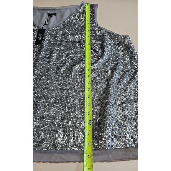 NWT Talbots WOMAN Chic Classy Silver Gray Sequin V-Neck Tank Top Cami 24 W - Picture 5 of 8